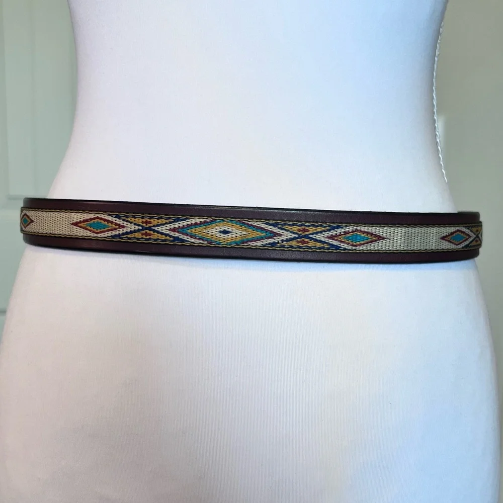 Southwestern Distressed from Age Brown Leather Belt Sz 32
